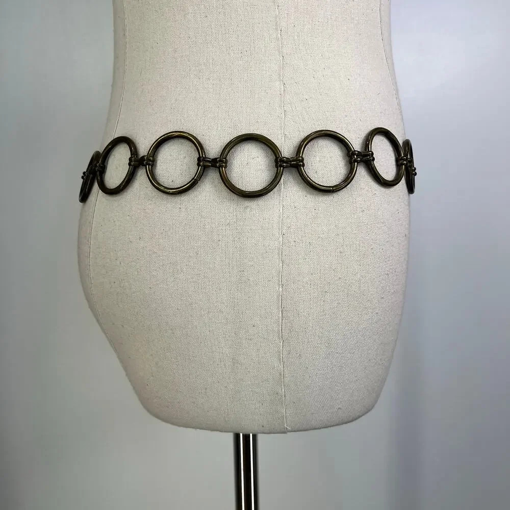 Metal Circle Belt Antique Burnished Gold Finish